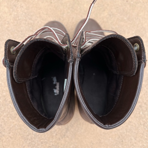 TIMBERLAND Glancy Heeled Boot Brown Lug Sole Lace Up 7.5 LIKE NEW Revolve 6” - Picture 11 of 14